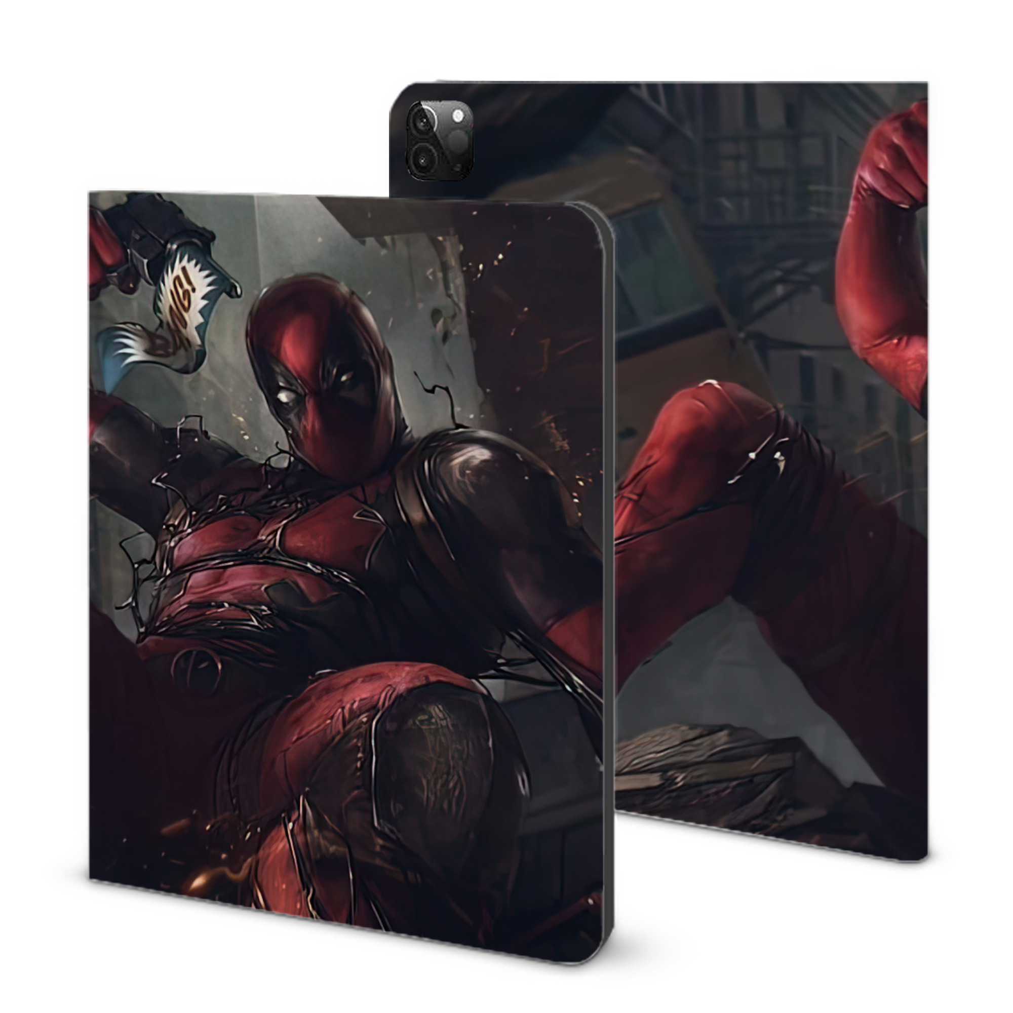 （画像用） Deadpool デッドプール IPadケース ペンホルダー付き ブックスタイルデザイン